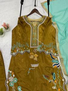 TENNECY Women's Glass Roman WithBeautiful Embroidered <b>Top</b>, Pant With Dupatta Set - Product Image 5