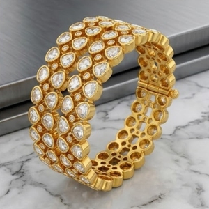 Luxury 925 Silver Monzo Bangles Crystal Stone Designer <b>Kada</b> Bracelet Set for Women Wedding Party Jewelry - Product Image 5