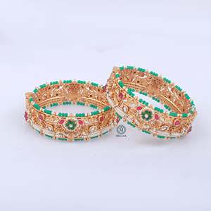 Shenu Antique Designer Copper Alloy Cuff Bangles-Trendy Number Pattern Bracelets - Product Image 4