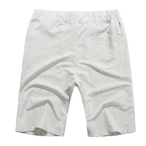 Men's Light Gray Solid Color Cotton Shorts With Drawstring Elastic Waist Casual Knitted Shorts - Product Image 2