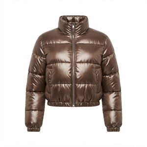 Chaqueta Corta Metálica Brillante de Moda para Mujer, Abrigo Ligero de Invierno con Cuello Alto y Cremallera Completa, Tendencia de Moda, Venta al por Mayor - Product Image 2