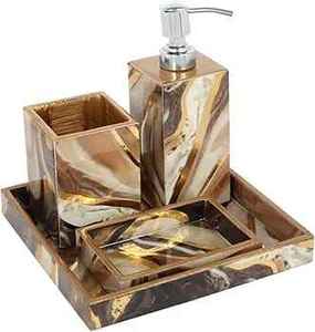 Resin Waterproof Eco-Friendly Rectangle Handmade Four-piece Luxury Bathroom <b>Soap</b> Accessories <b>Sets</b> for Home - Product Image 4