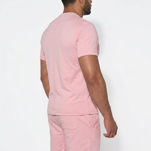 Meyba Sports Men's Pink Cotton Crew Neck T-Shirt And Shorts <b>Set</b> Casual Summer Outfit Solid Color Breathable <b>Knitted</b> Wear - Product Image 6