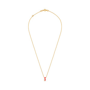 Playful Red <b>Cat</b> Diamond Pendant <b>Necklace</b> with Curved Tail Sparkle Detail - Product Image 3