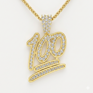 Pendentif breloque unisexe tendance en or massif 10K, personnalisé avec numéro de numerologie porte-bonheur et diamant de laboratoire taille brillant - Product Image 1
