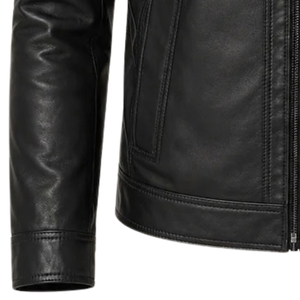 1. Chaqueta de Motociclista de Cuero Vintage para Hombre, con Cuello Alto, Cierre Completo con Cremallera, Múltiples Bolsillos, Estilo Casual para Motociclistas, Moda para Exteriores - Product Image 4