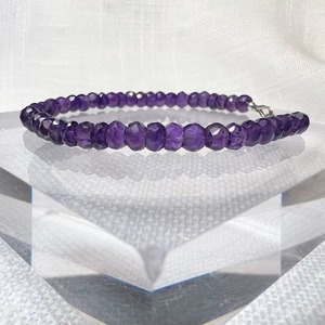 Natural Purple <b>Amethyst</b> Faceted Rondelle Beaded <b>Bracelet</b> 4MM Gemstone <b>Bracelet</b> With Silver Clasp Fashion Jewelry For Women - Product Image 3
