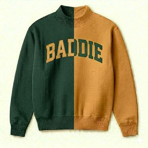 Womens <b>Mock</b> <b>Neck</b> Oversized Sweatshirt BADDIE Graphic Print Pullover Casual Long Sleeve Fleece Warm Loose Streetwear Winter <b>Tops</b> - Product Image 6