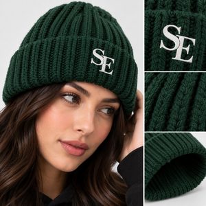 Premium Heavyweight Fisherman Rib Knit <b>Beanie</b> Dark Forest <b>Green</b> Winter Hat Custom Embroidery Warm Winter Wholesale - Product Image 6