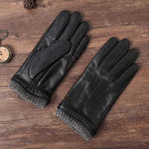 Gants en cuir de chèvre véritable doublés de laine pour homme, pour la conduite automobile, le cyclisme, chauds et doux, en cuir de mouton - Product Image 6