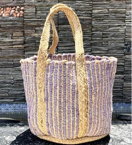 Sac fourre-tout écologique 2026 pour femme, style bohème, en jute et coton, couleur unie, fermeture ouverte, usage quotidien, motif lettres croisées, taille personnalisable - Product Image 4