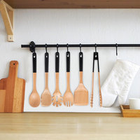 Ensemble d'ustensiles de cuisine en gros, 6 pièces, bois et acier inoxydable, compatibles lave-vaisselle, légers