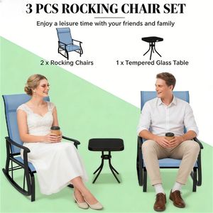 Ensemble de salon de jardin 3 pièces bleu clair pour terrasse et jardin - Product Image 2