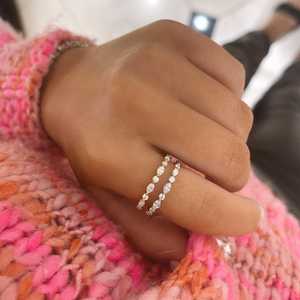 Round Marquise Cut Lab Grown Diamond Half Eternity Wedding Band 0.50carat Matching <b>Stacking</b> <b>Rings</b> Wholesale 14k Gold Manufacture - Product Image 4