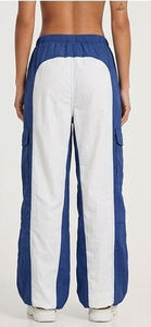 Pantalones Anchos de Mujer Azules y Blancos, Estilo Cortavientos, Cintura Elástica con Cordón, Casuales, Transpirables, Ligeros, para Verano - Product Image 6