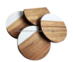Luxury Premium Eco-Friendly <b>Wood</b> Coasters Set Square Stone Pads Elegant Dining Coasters <b>Blank</b> Design Classic Thoughtful Gifts - Product Image 2