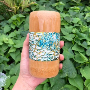 Taza de bambú hecha a mano con perla Madre, accesorios de comedor de cocina personalizables, venta al por mayor, opciones de vasos para beber - Product Image 4