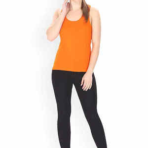 100% High Quality Slim Fit <b>Women's</b> <b>Orange</b> Knitted Tank <b>Top</b> Scoop Neck Sleeveless Solid Color Casual Breathable Workout Wear - Product Image 1