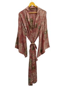 ชุดคลุมกิโมโนผ้าไหมซารีวินเทจแบบแพทช์เวิร์ค ชุดคลุมบิกินี่ ชุดนอน ชุดคลุมยาว ทำด้วยมือจากผ้าไหมซารีอินเดียรีไซเคิลวินเทจ - Product Image 2