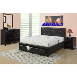 <b>Queen</b> <b>Size</b> Faux Leather Upholstered <b>Bed</b> with Black Storage Under <b>Bed</b> Bedroom Furniture - Product Image 6