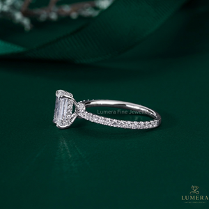 แหวนเพชรทรงเหลี่ยมมรกต เพชรเลี้ยงในห้องปฏิบัติการ ทองคำขาว 14K 18K ประดับเพชรแบบพาเว่ แหวนหมั้นสั่งทำพิเศษสำหรับผู้หญิง - Product Image 2