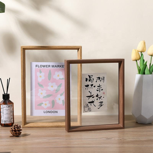 Custom <b>Double</b> Sided Clear Glass Picture <b>Frames</b> <b>A4</b> DIY Specimen Wooden Photo <b>Frame</b> - Product Image 2