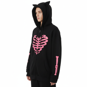 Sweat à capuche zippé streetwear pour homme, personnalisable, vente en gros OEM - Product Image 6