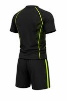 Ensemble Athlétique Homme Personnalisable Séchage Rapide avec Accents Vert Néon – Rashguard Manches Courtes et Short pour Tenue Active – Vente en Gros