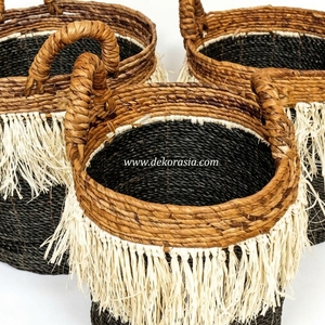 Ensemble de 3 paniers de rangement multifonctionnels en banane tressée écologiques – Paniers à linge élégants pour la décoration intérieure et l'usage végétal - Product Image 3