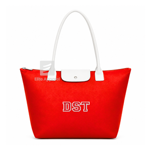 Custom Delta Sigma Theta Sorority Tote <b>bag</b> red and <b>White</b> Embroidered Logo Daily Use Large Capacity leather Tote <b>bag</b> for female - Product Image 1