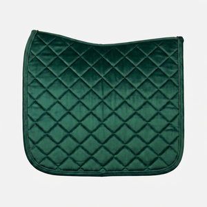Dressage Saddle Pad <b>Velvet</b> Green <b>Quilted</b> Design Jumping Style Horse Protection Polyester Filling - Product Image 1