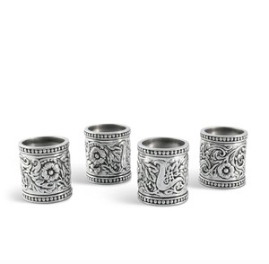 Juego de Anillos para Servilletas de Latón con Grabado Floral Plateado Antiguo de 5 cm, Vintage, Ecológicos, Duraderos, de Lujo, para Navidad, Bodas, Cenas - Product Image 2