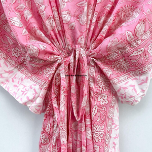 Kaftán de algodón estampado a mano al por mayor, kaftán de playa de algodón estampado, vestido de fiesta para mujer, vestido maxi de noche - Product Image 6