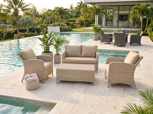 Juego de Muebles de Patio Modernos para Exteriores, Directo de Fábrica, Sofá de Mimbre Resistente a los Rayos UV, Cojines Impermeables, Diseño Plegable, para Almacén u Hotel - Product Image 2