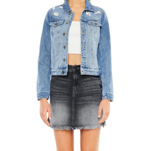 Veste en jean pour femme de haute qualité, coupe classique, en coton, tendance et personnalisable - Product Image 1