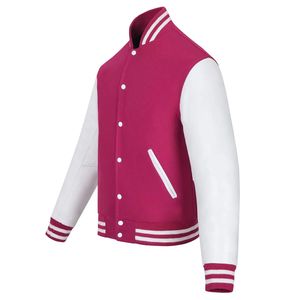 Chaquetas Varsity Letterman de Alta Calidad, Cuerpo de Lana, Mangas de Cuero Genuino, Cierre Frontal, Impermeables, Ropa de Invierno Elegante y Moderna para Hombre - Product Image 3