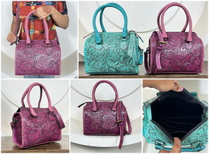 กระเป๋าหนังวัวแท้สำหรับเดินทางใช้ได้ทุกเพศ, กระเป๋าแฟชั่น2025ลายดอกไม้แบบพกพาได้ - Product Image 3