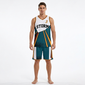 Conjunto de Camiseta de Baloncesto para Hombre Storm, Sublimada, Cuello en V, Sin Mangas, 100% Poliéster, Transpirable, Ajuste Atlético, para Todas las Temporadas - Product Image 5