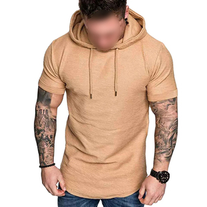 เสื้อฮู้ดแขนสั้นผู้ชายผ้าฝ้าย 100% ขายส่ง เสื้อกันหนาวสีพื้นหลากสี ระบายอากาศได้ดี - Product Image 1