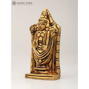 Ídolo Tirupati Balaji (Venkateshvara) de latón pequeño de 2 pulgadas para decoración del hogar y Templo hecho en La India - Product Image 3