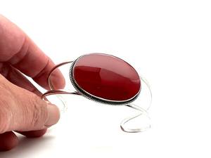 Pulsera de coral rojo estilo Bali, plata de ley 925, hecha a mano, 7 pulgadas, joyería de piedras preciosas naturales, regalo para mujer - Product Image 4