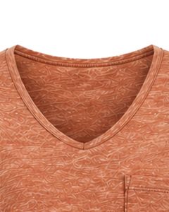 เสื้อยืดคอกว้างสีส้มสนิมแบบลำลองสำหรับผู้หญิง แขนสั้น ผ้าคอตตอนผสม เนื้อนุ่ม น้ำหนักเบา มีกระเป๋าเสื้อ ใส่สบายในฤดูร้อน เหมาะสำหรับใส่ทุกวัน - Product Image 4