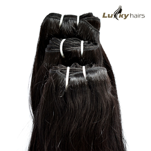 100% Extensions de cheveux humains vierges de couleur naturelle cuticule droite crue alignée cheveux Remy indiens non transformés style à vagues profondes - Product Image 4