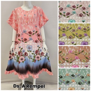 Robe décontractée pour femme en rayonne, coupe trapèze, imprimé floral, respirante, avec ourlet à volants et fermeture boutonnée, col rond - Product Image 1