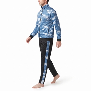 Men's Blue <b>Camouflage</b> Sublimation <b>Tracksuit</b> Sportswear Zip Up Jacket Matching Pants Gym Workout Athletic Training Set - Product Image 3