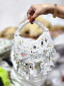 Bolso de Mano Bohemio con Cuentas para Mujer, Decoración de Perlas, Correa Única, Cierre de Cremallera, Forro de Algodón, Bolso de Hombro para Mujer para Todas las Temporadas - Product Image 3