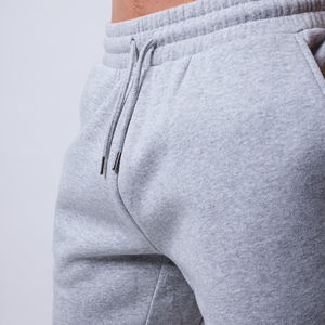 Shorts en coton gris pour hommes avec cordon de serrage à la taille et poches, style décontracté, taille mi-haute, tissu respirant - Product Image 6