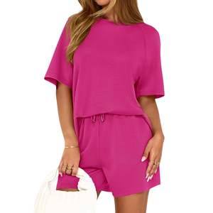 Conjunto de Dos Piezas para Mujer, Camiseta Holgada y Pantalones Cortos Deportivos, Traje Informal de Verano, Algodón Ecológico, Proveedor Mayorista OEM - Product Image 5