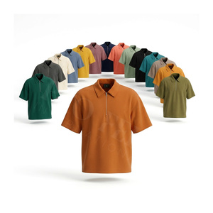 Polo en tissu de haute qualité 100% pour l'été, design de logo personnalisé, fermeture éclair sur le devant, pour un usage décontracté, polos pour hommes - Product Image 1