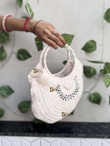 Bolso de paja de playa de verano de ganchillo con estilo para mujer de nuevo diseñador, bolso cuadrado de hierba de mar hecho a mano Vintage bohemio - Product Image 4